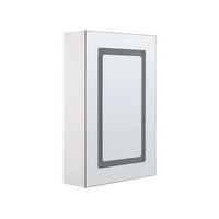 armario de pared blanco led 40 x 60 cm con espejo almacenamiento bano minimalista moderno condor