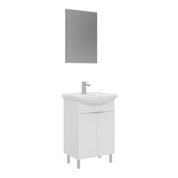 Conjunto De Mueble Con Lavabo Y Espejo (2 Piezas)  - 55 X 2 X 83 Cm - Blanco