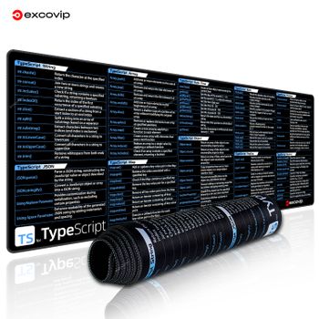 Alfombrilla de ratón con programación EXCO TypeScript, hojas de trucos grandes, alfombrilla de ratón para teclado, alfombrilla de escritorio para servidor Node.js de ingeniero Web