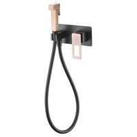 grifo monomando bide empotrado negro y oro rosa en acero y laton