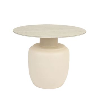 Mesa baja redonda efecto travertino ø60cm - beige