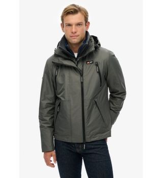 Superdry para hombre. M5012100A Chaqueta cortavientos con capucha gris (S), Casual, Poliéster Reciclado, Sostenible