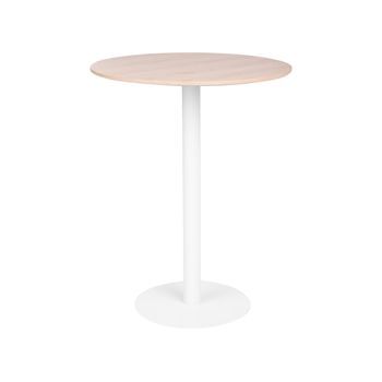 Mesa Alta De Bar Con Base De Metal Y Tablero De Mdf 80 X 80 Cm Cocina Marrón Claro Y Blanco Morella