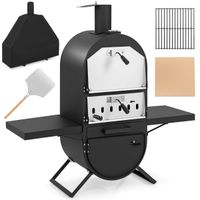 costway horno para pizza exterior horno de lena con cubierta de tela oxford piedra para pizza pala para pizza y parrilla termometro para bbq camping