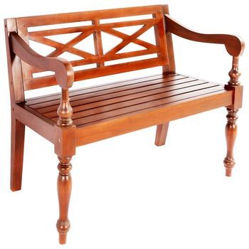 Banco Batavia Madera Maciza De Caoba Marrón Oscuro 98 Cm Vidaxl