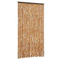 cortina antimoscas chenilla ocre y blanco 100x230 cm