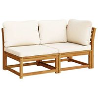 conjunto de muebles de jardin 2 uds  mesa y sillas con cojines madera acacia