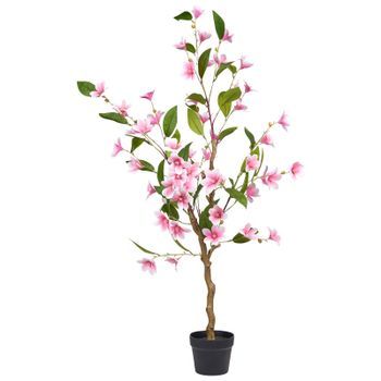 Planta Artificial En Maceta Para Interior Decoración De Plástico Con Maceta Negra 128 Cm Magnolia Tree