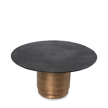 Mesa centro redonda de 74cm de aluminio negro y dorado