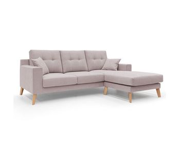 Danish sofá rinconero moderno reversible de tela suave e impermeable 237 cm rosa