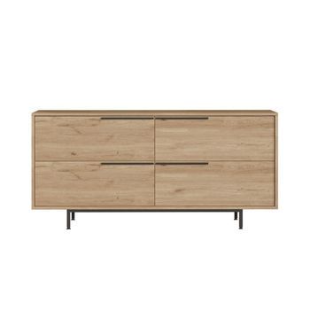 Aparador De 4 Puertas Con Acabado En Madera Y Metal Negro 160 X 75 Cm Abey