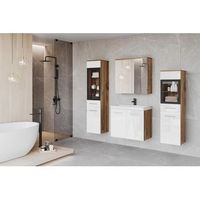 conjunto de muebles de bano madrid ii juego de muebles de bano lavabo incluido con iluminacion led color wotanblanco brillo