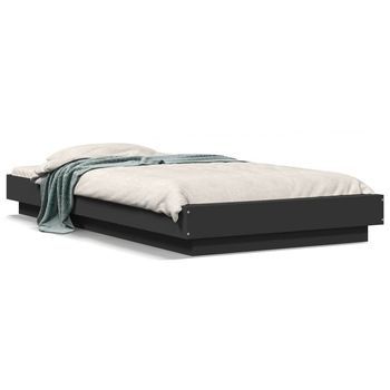 Estructura Cama Con Luces Led Madera Ingeniería Negro 90x190 Cm
