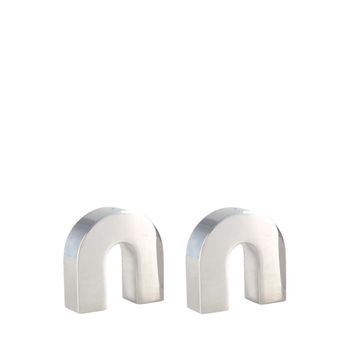 Salero y pimentero arco plateado 6x2x6 cm