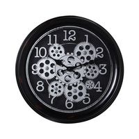 reloj de pared negro y plateado