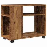 mesa auxiliarrmesa de centrormesita de centro rodante madera ingenieria envejecido 70x35x60 cm