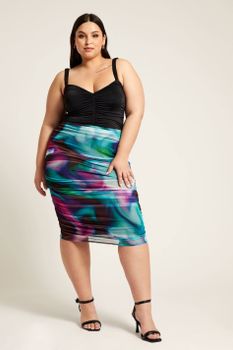 Yours Falda De Colores Con Laterales Drapeados, Mujer Curvy Y Tallas Grandes, Yours London