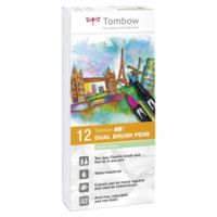 tombow abt dual brush pen 2 tips pastel colours pk12