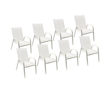 Pack de 8 sillas marbella en textileno blanco aluminio blanco