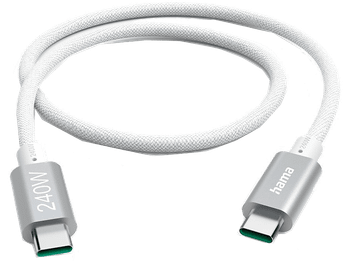 Cable USB-C - Hama 00201721, USB C 3.2, 5Gbps, 5A, 240W, 1.5m, Blanco