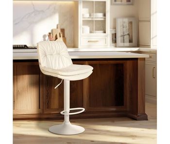 Taburete de bar laurel en polipiel simil cuero blanco 54x46x92 cm
