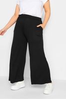 yours pantalones anchos negros tejido elastico mujer curvy y tallas grandes yours