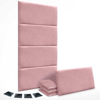 Dhome Juego De 8 Paneles Tapizados De Tela Autoadhesivos Para Pared Acústicos Absorbentes Protección Impactos Cabeceros (rosa, 50x30cm, X8)