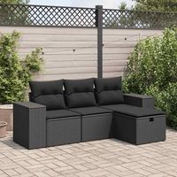 juego de sofas jardin 4 uds  juego de muebles de jardin con cojines ratan sintetico negro cfw21118