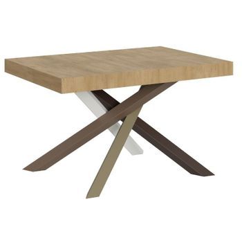 Mesa Extensible De 4 A 18 Personas Roble Natural Y Patas Entrelazadas De 4 Colores L 130 A 390 Cm Artemis
