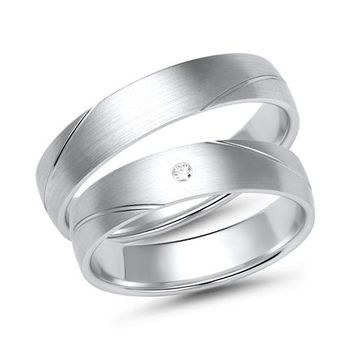 Alianzas oro blanco con diamante ancho 4,5 mm