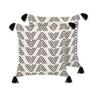 conjunto de 2 cojines de algodon blanco crema negro 45 x 45 cm geometrico mays