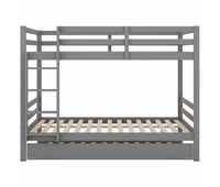 litera infantil 140  200 cm - cama nido barandillas altas y escalera estable - gris