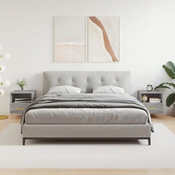Pack 2 Uds Mesitas Noche | Mesa Auxiliar | Mesilla Madera Ingeniería Gris Sonoma 40x35x47,5 Cm Cfw90599