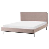 cama con somier moderna de tela con cabecero tapizado gris pardo 160 x 200 cm corio
