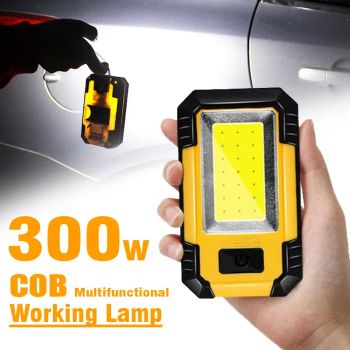 Luz de trabajo recargable de 4000MaH, linterna COB superbrillante de 30W con banco de energía portátil magnético para exteriores, lámpara de emergencia para acampar
