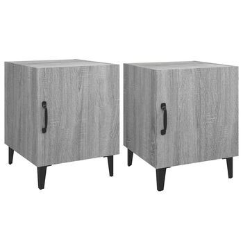 Juego De 2 Mesitas De Noche - Mesillas Madera Contrachapada Gris Sonoma Mc4516