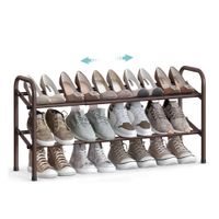 zapatero extensible de metal ajustable estante zapatos para pasillo bronce  2 niveles 23 x 58 x 42 cm
