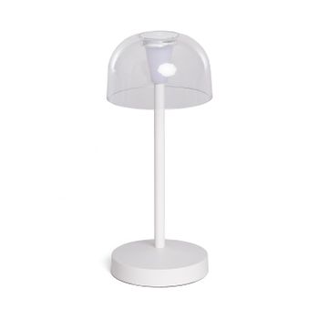 Ledkia Lámpara de Mesa LED Portátil para Exterior Metal con Batería Recargable Lendora Blanco