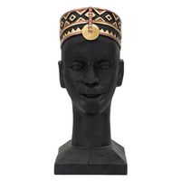 estatuilla en forma de cabeza de hombre en resina negra cm 25x25x56