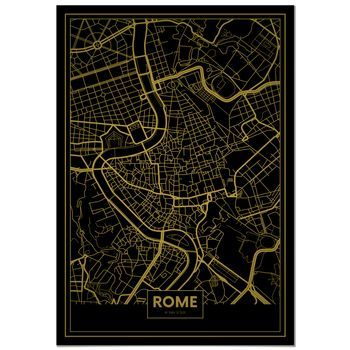 Panorama Cuadro De Aluminio Mapa Oro De Roma 70x100 Cm