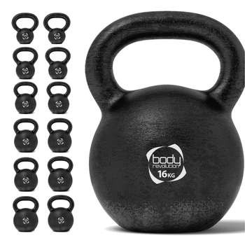 Pesa Rusa Kettlebell De Hierro Fundido - 16 Kg C/asa Ancha Y Ergonómica