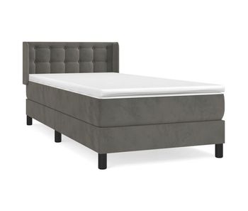Cama box spring con colchón terciopelo gris oscuro 100x200 cm botones