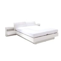 cama renato 160x200 con somier y mesitas de noche con led integrados color blanco