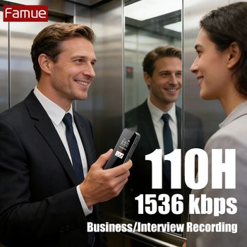 Grabador de voz Famue L12, grabación continua 110H, 1536KBPS 360 °   Surround, Profesional para Clase/Reunión/Accionamiento/Agujerantes