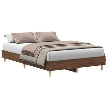 Estructura De Cama Sin Colchón Marrón Roble 120x190 Cm Madera Vidaxl