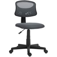 homcom silla de oficina sin brazos silla de escritorio giratoria con respaldo de malla transpirable altura ajustable gris