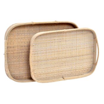 Bandeja set 2 ratán 56x36x5,5 decoración natural