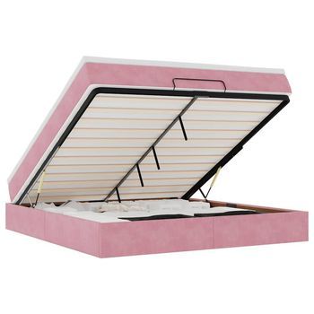 Estructura Cama Otomana Con Colchón Terciopelo Rosa 160x200 Cm Vidaxl