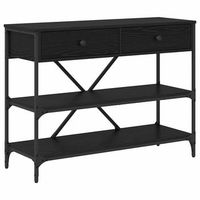 mesa consola con cajon roble negro 100 x 345 x 75 cm madera vidaxl