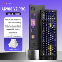 ajazz ak980 v2pro teclado mecanico inalambrico de tres modos con conexion en caliente y bateria de 10000mah personalizado para juegos electronicos competitivos led lateral diseno compacto del 96